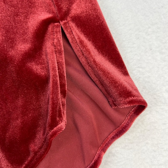 Foxcroft Womens Velvet Top Maroon Red Bell Ruffle Sleeve Blouse Whimsigoth 6 Y2K - Picture 4 of 12